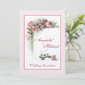 Roze uitnodiging voor het huwelijk (Staand voorkant)