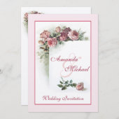 Roze uitnodiging voor het huwelijk (Voorkant / Achterkant)