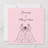 Roze uitnodiging voor het huwelijk van lesbiennes (Achterkant)