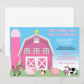 Roze uitnodiging voor het verjaardagscentrum | Uit (Voorkant / Achterkant)