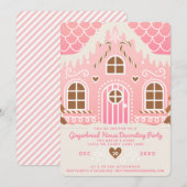 Roze uitnodiging voor het versieren van een huisje (Voorkant / Achterkant)