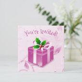 Roze uitnodiging voor kerstcadeaus (Staand voorkant)