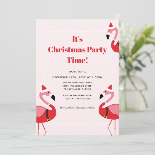 Roze uitnodiging voor kerstfeestdagen met kerstfee (Staand voorkant)