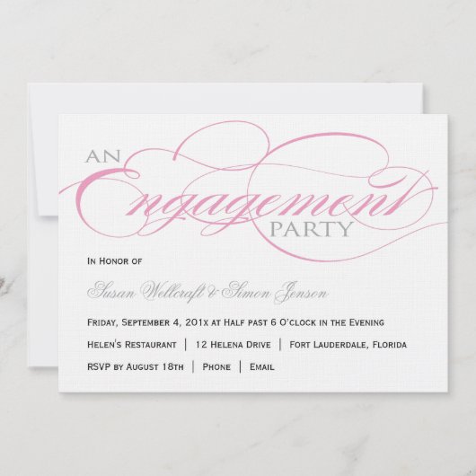 Roze Uitnodiging voor Manuscript Engagement Party (Voorkant)