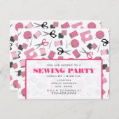 Roze uitnodiging voor naaigarens (Voorkant / Achterkant)