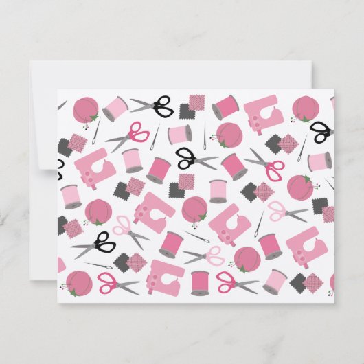 Roze uitnodiging voor naaigarens (Achterkant)