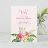 Roze uitnodiging voor tropische baarmoederdag (Staand voorkant)