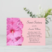 Roze uitnodiging voor tropische baarmoederdag (Staand voorkant)