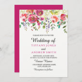 Roze  uitnodiging voor tropische bruiloft (Voorkant / Achterkant)