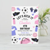 Roze uitnodiging voor voetzoekers | Uitnodigingen  (Staand voorkant)