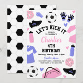 Roze uitnodiging voor voetzoekers | Uitnodigingen  (Voorkant / Achterkant)