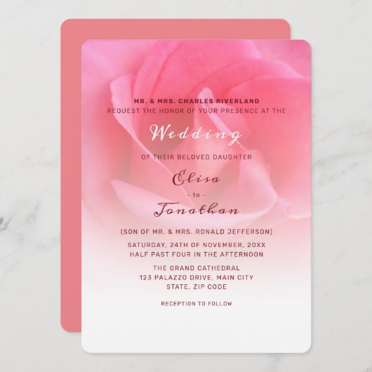 Roze uitnodiging voor weddenschappen (Voorkant / Achterkant)