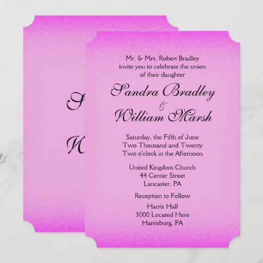 Roze uitnodiging voor weddenschappen van 5 x 7 inc (Voorkant / Achterkant)