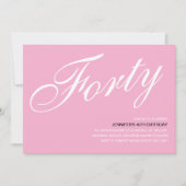 Roze uitnodigingen voor 40ste verjaardag (Voorkant)