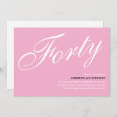 Roze uitnodigingen voor 40ste verjaardag (Voorkant / Achterkant)