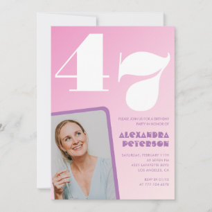 Roze uitnodigingen voor 47ste verjaardag Retro fot