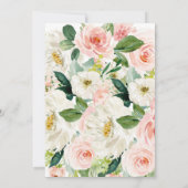 roze uitnodigingen voor bruidsfeest, roze bloemen (Achterkant)