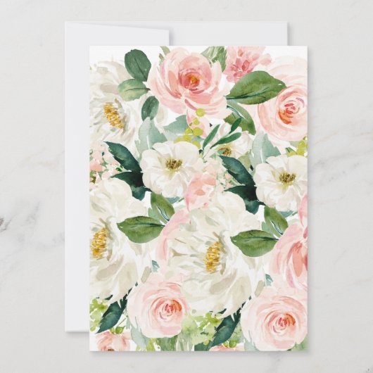 roze uitnodigingen voor bruidsfeest, roze bloemen (Achterkant)