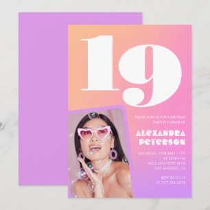 Roze uitnodigingen voor haar 19e verjaardag Retro 