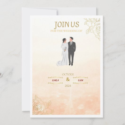 ROZE UITNODIGINGSKAART KAART (Voorkant)