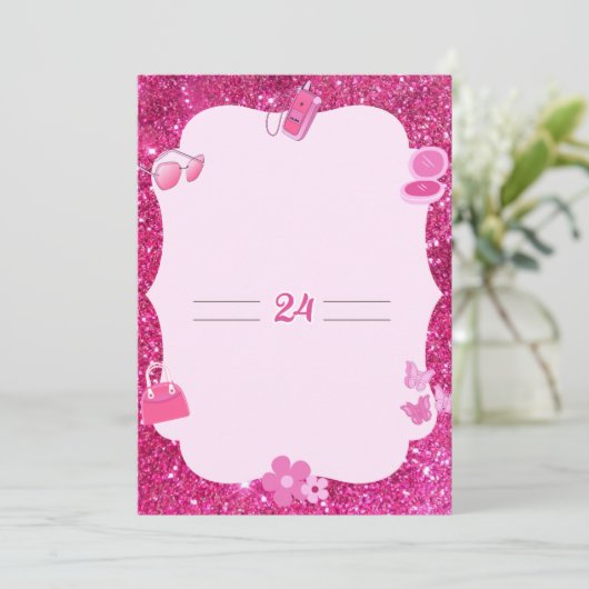 Roze uitnodigingskaarten kaart (Staand voorkant)