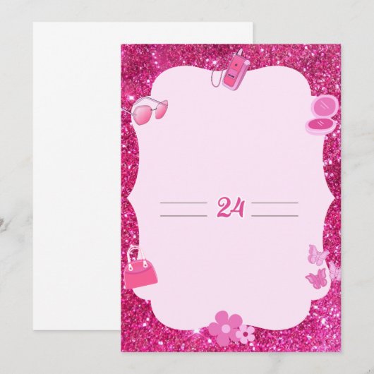 Roze uitnodigingskaarten kaart (Voorkant / Achterkant)