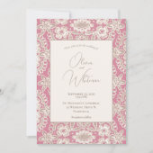 Roze uitvindingen van het Rustic Lace Wedding Kaart (Voorkant)