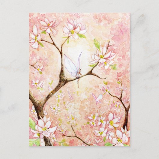 Roze Uitzicht Blossom Briefkaart (Voorkant)