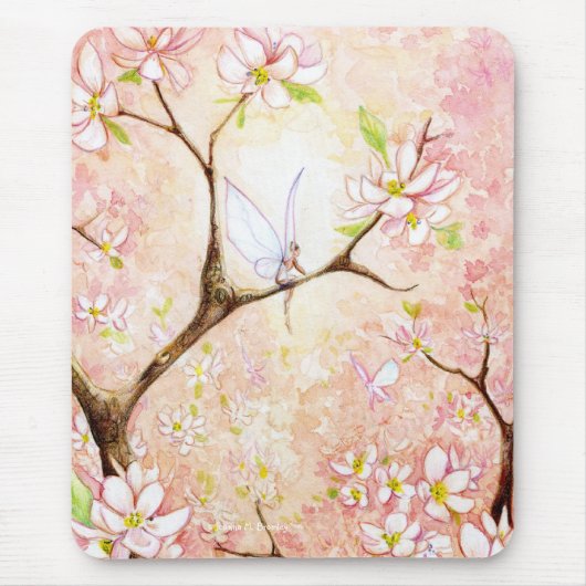 Roze Uitzicht Blossom Muismat (Voorkant)