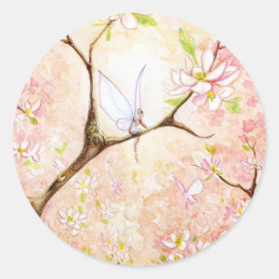 Roze Uitzicht Blossom Ronde Sticker
