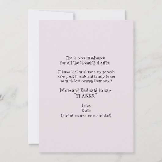 Roze ultrasone foto Dank u Baby Uitzicht Bedankkaart (Achterkant)