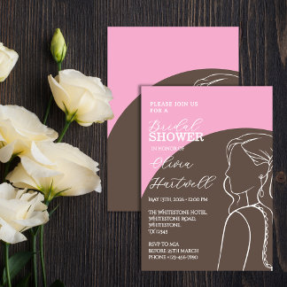 Roze & Umber Bruiloftsuitnodiging Kaart