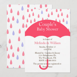 Roze Umbrella Baby shower Uitnodiging