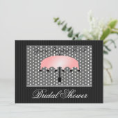 Roze Umbrella Bridal of Baby shower Uitnodiging (Staand voorkant)