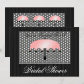 Roze Umbrella Bridal of Baby shower Uitnodiging (Voorkant / Achterkant)
