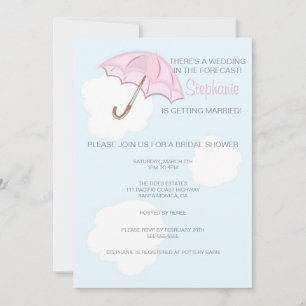 Roze Umbrella Bridal Shower Invitation Kaart