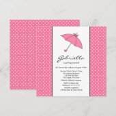 Roze Umbrella Bridal Shower Invitation Kaart (Voorkant / Achterkant)