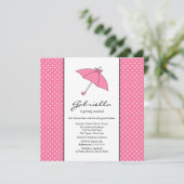 Roze Umbrella Bridal Shower Invitation Kaart (Staand voorkant)