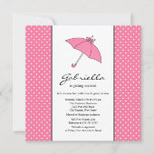 Roze Umbrella Bridal Shower Invitation Kaart (Voorkant)