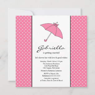 Roze Umbrella Bridal Shower Invitation Kaart