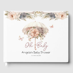 Roze Umbrella Butterfly Baby shower Gastenboek