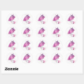 Roze Umbrella Ronde Sticker (Vel)