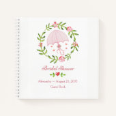 Roze Umbrella Wreath Vrijgezellenfeest Guest Book Notitieboek (Voorkant)