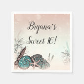 Roze Under the Sea Shells Beach Sweet 16 Feest Servet (Voorkant)