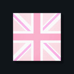Roze uniale aansluiting/Vlagvierkant ontwerp Canvas Afdruk<br><div class="desc">Unievlag (ook wel bekend als de Unievaarder), Britse vlag in een vierkant ontwerp en roze kleurweg.</div>
