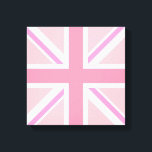 Roze uniale aansluiting/Vlagvierkant ontwerp Canvas Afdruk<br><div class="desc">Unievlag (ook wel bekend als de Unievaarder), Britse vlag in een vierkant ontwerp en roze kleurweg.</div>