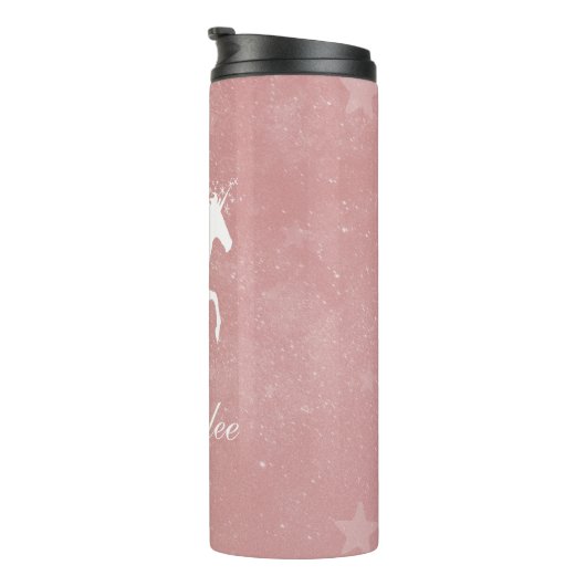 Roze Unicorn Aangepaste thermische trommel Thermosbeker (Geroteerd rechts)