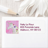 Roze Unicorn-adreslabel Etiket (Insitu)