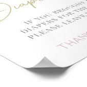 Roze Unicorn Baby shower Diaper Raffle Sign Poster (Hoek)