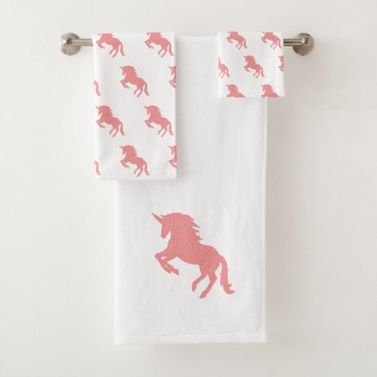 Roze Unicorn Bath Towel Set Bad Handdoek (Insitu)